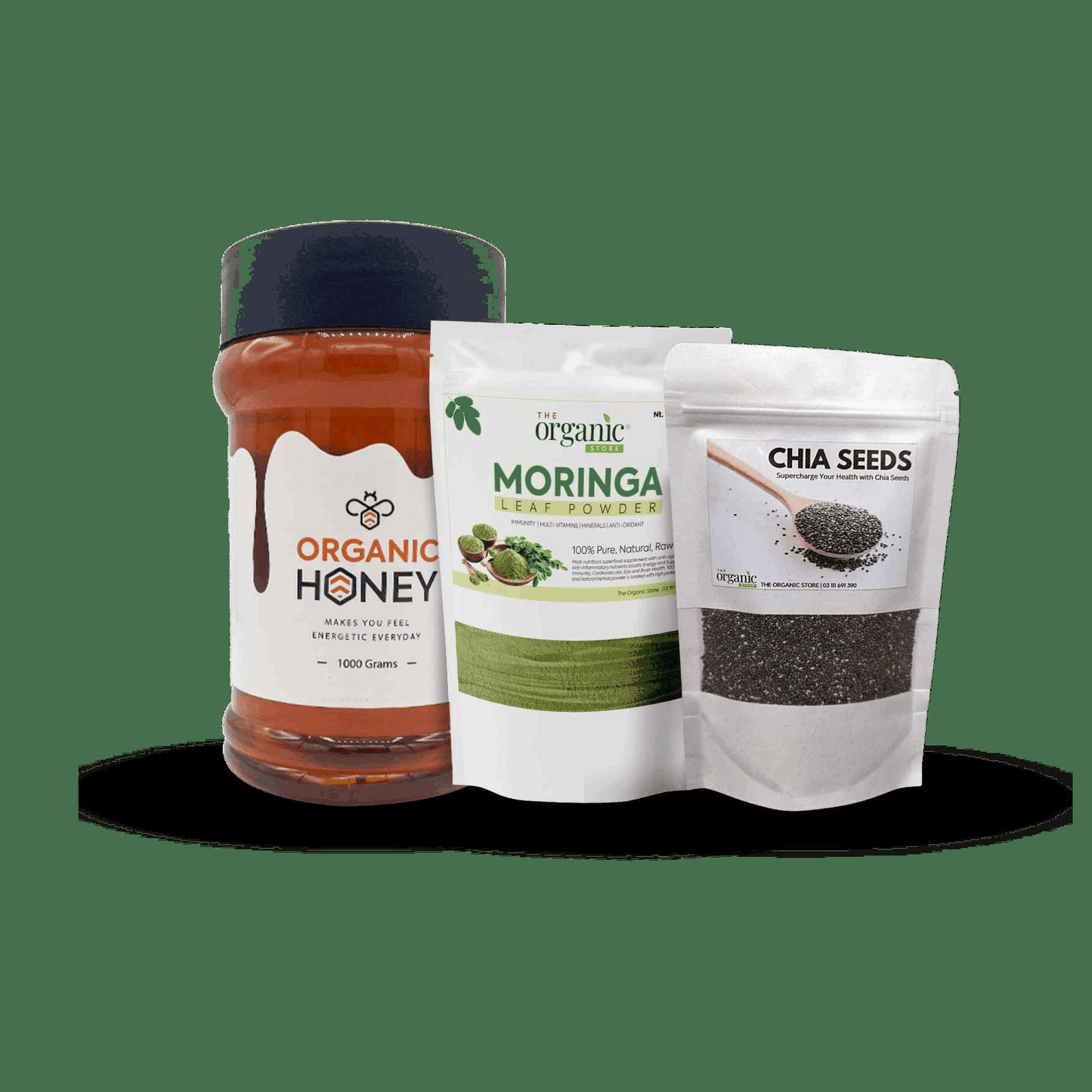 Organic Health Pack - Honey, Moringa Powder, Chia Seeds - The Organic Store