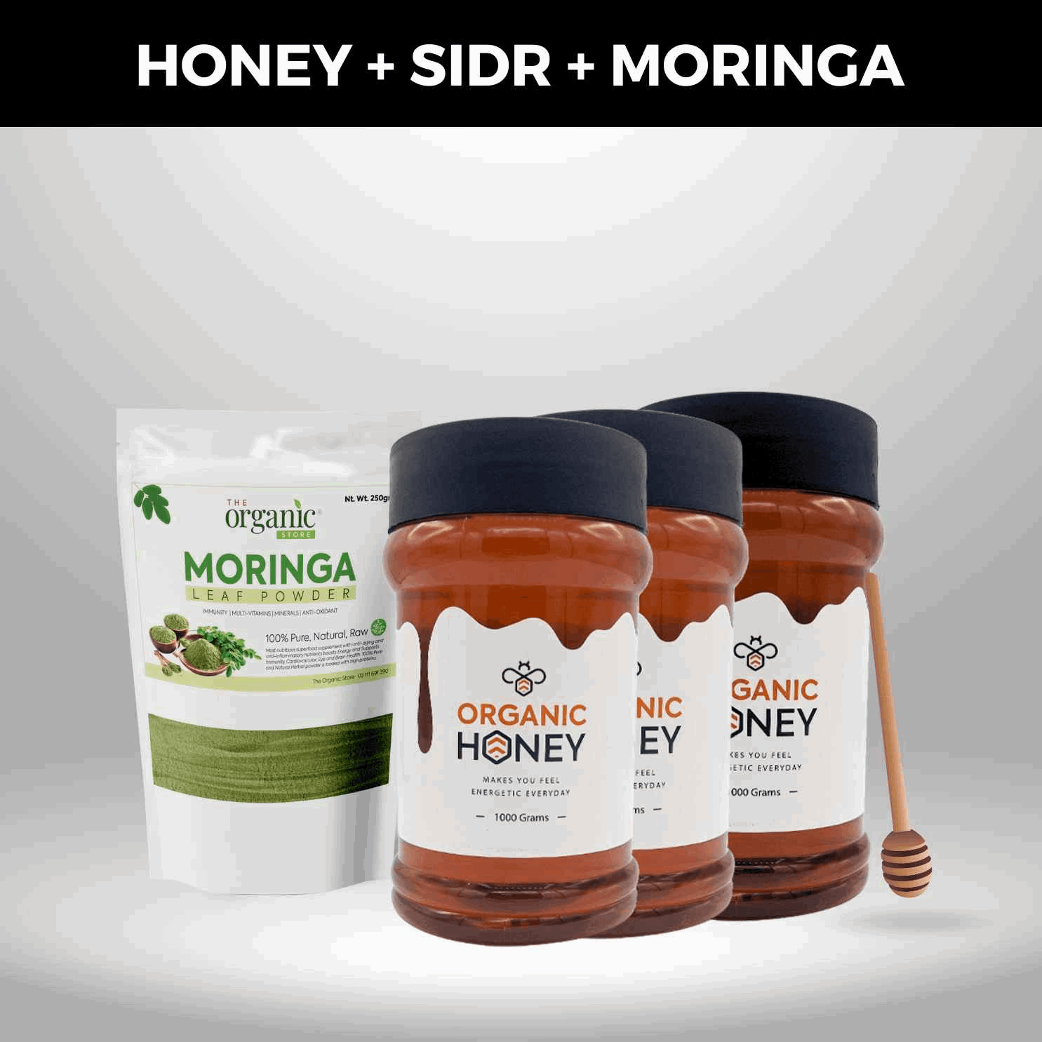 2kg Eucalyptus Honey + 1kg Sidr Honey + 500gm Moringa Powder - The Organic Store