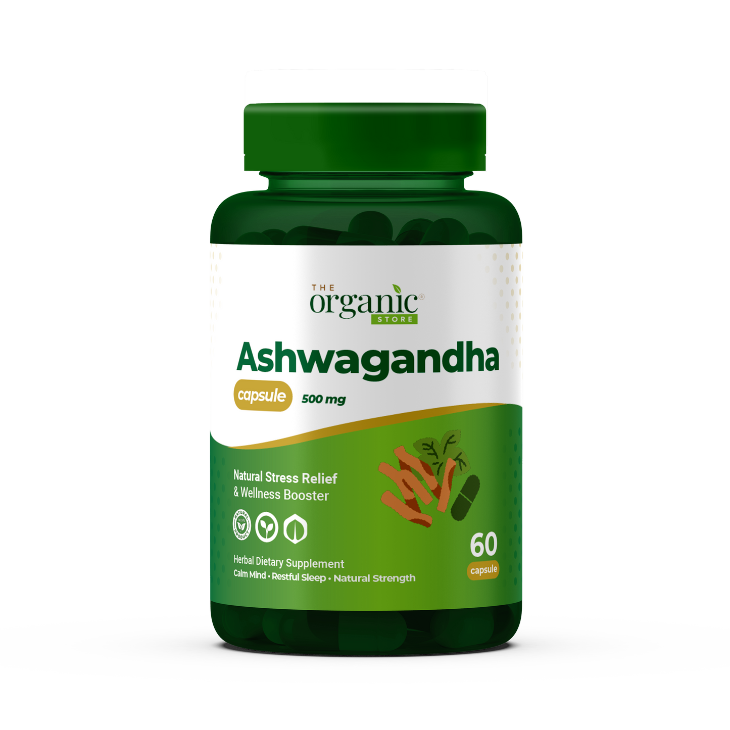 Ashwagandha Capsules 500mg – Stress Relief & Sleep Aid