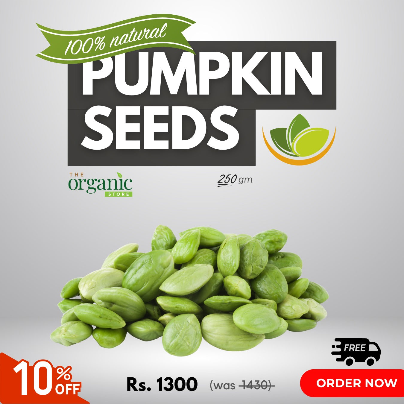 Organic Pumpkin Seeds - Without Shell - Premium Quality - Free Shipping (کدو بیج)
