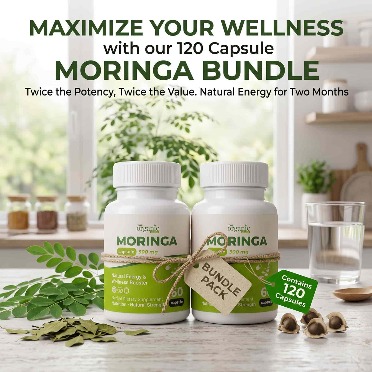 120 Moringa Capsules Bundle – Pure Sohanjana Leaf Supplement (سوہانجنا)