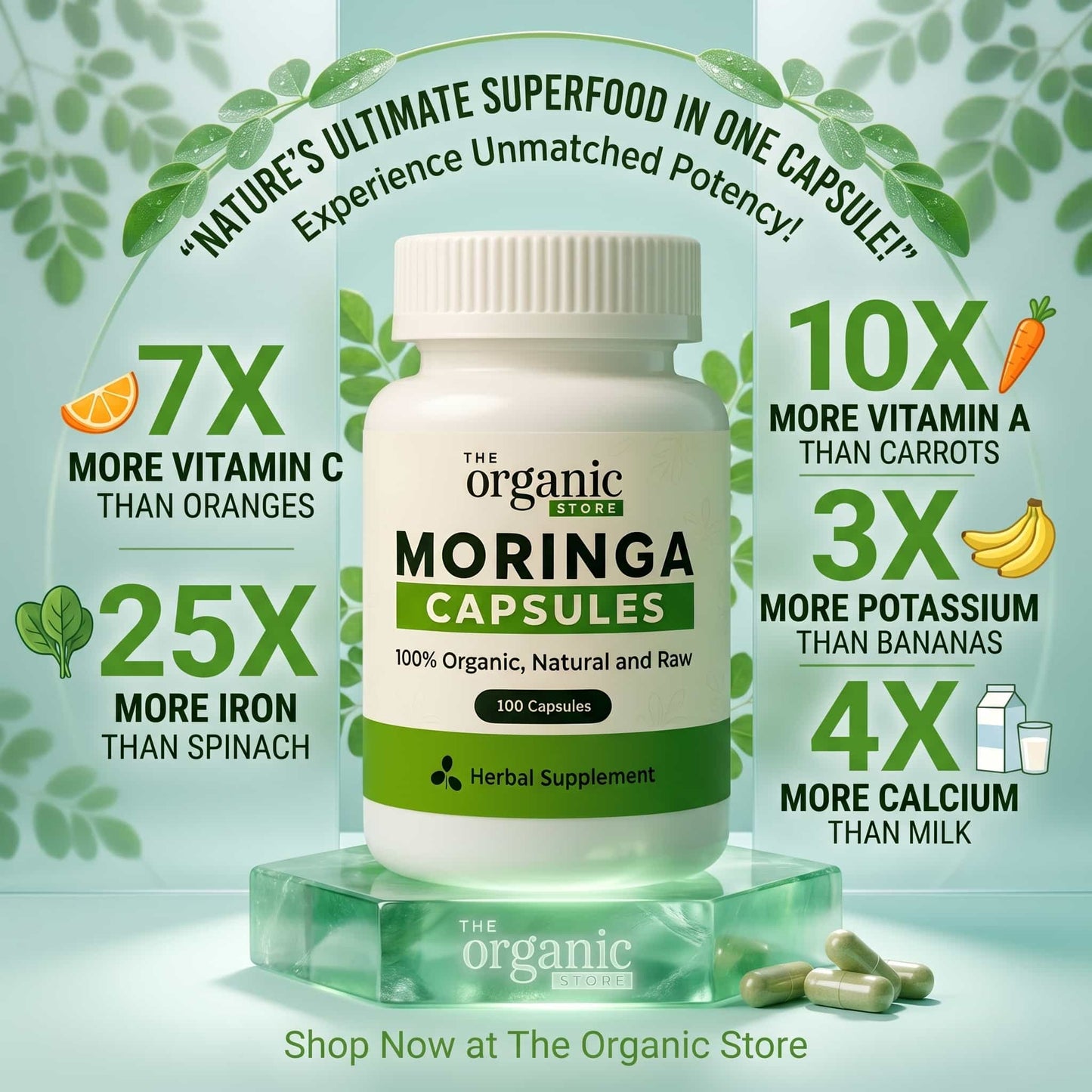 Moringa Capsules - Moringa Leaf, Immune Support