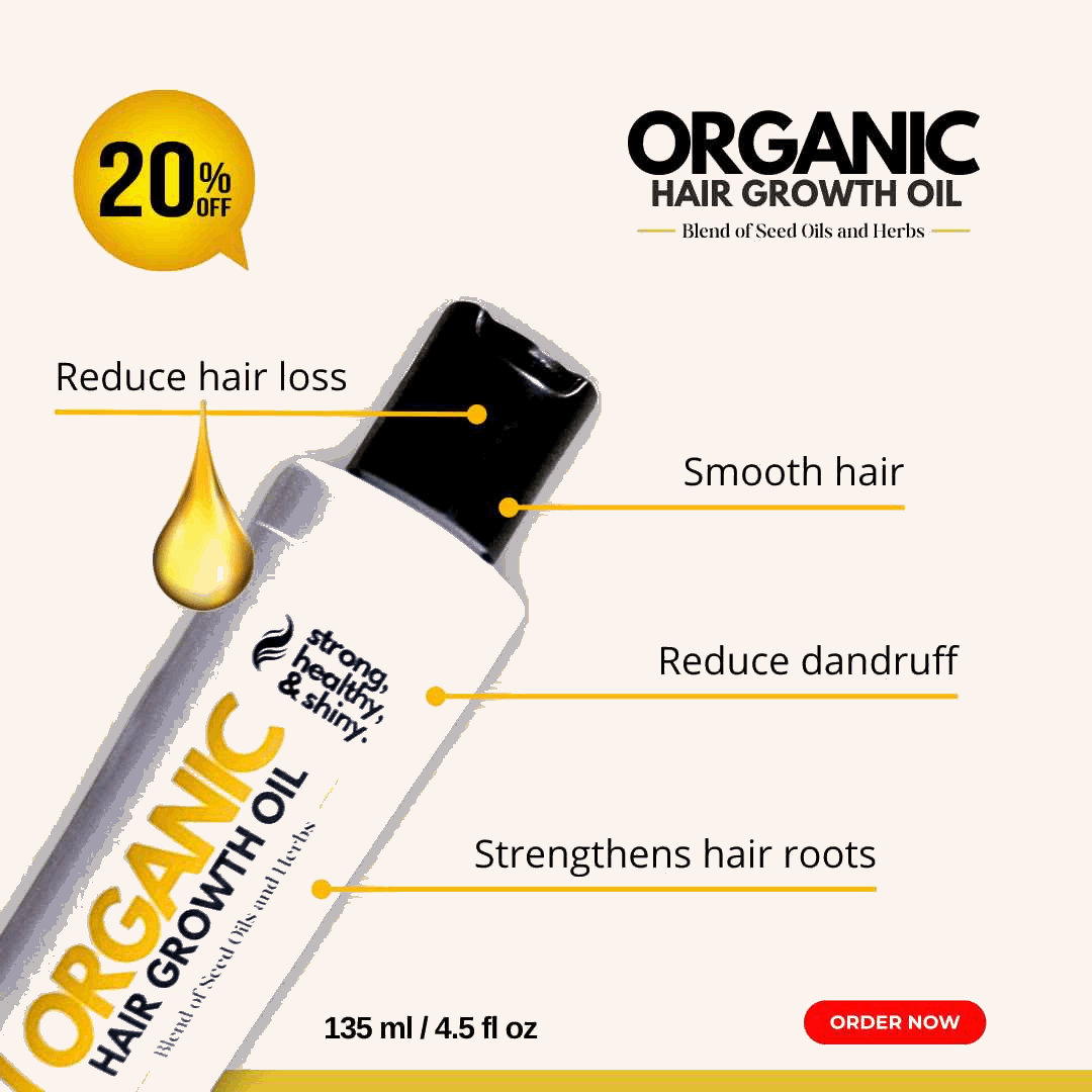 Organic Hair Growth Oil - 135ml - Natural Cold Pressed - The Organic Store