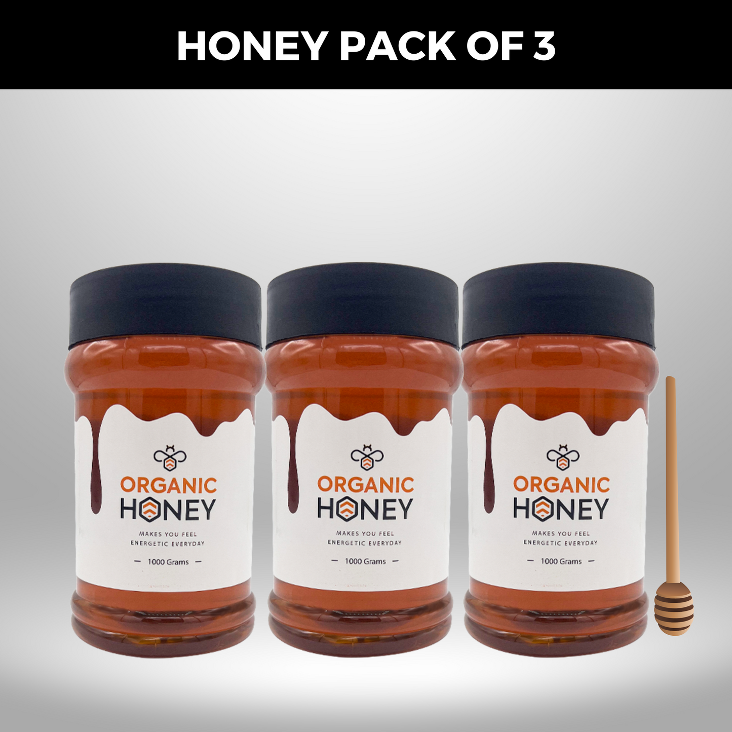 3 KG Pure, Raw, Organic Honey - Eucalyptus (3 Jars)